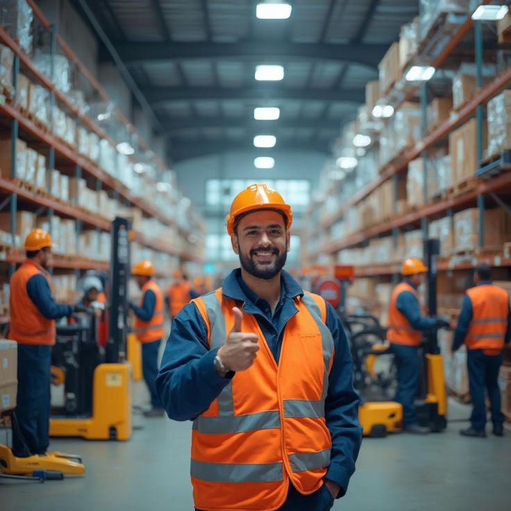Factory workers in industrial setting